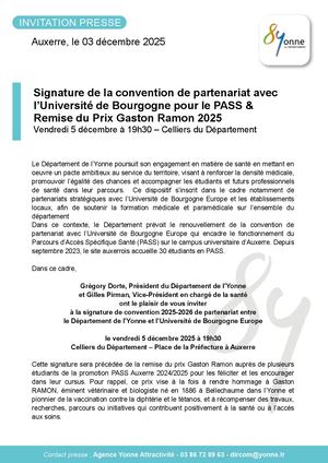 Signature de la convention de partenariat avec l’Université de Bourgogne pour le PASS & Remise du Prix Gaston Ramon 2025