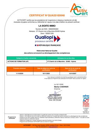 Certificat Qualiopi