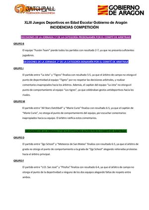 Incidencias Jornada 1