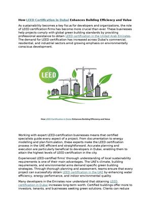 How Leed Certification In Dubai Enhances Building Efficiency And Value