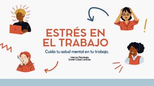 Presentación Salud Mental Y Estrés En El Trabajo Colorida Llamativa Ilustrada Divertida Azul Y Naranja