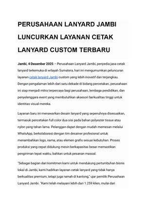 Perusahaan Lanyard Jambi Luncurkan Layanan Cetak Lanyard Custom Terbaru