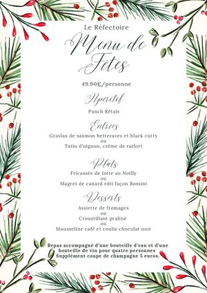 Menu Le Refectoire Noel 2025