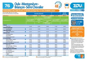 Horaires Zou! Ligne 76