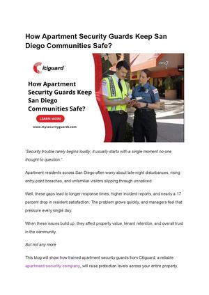 How Apartment Security Guards Keep San Diego Communities Safe