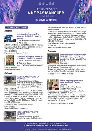 Agenda de la semaine en Sud Luberon