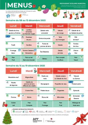 Menu restaurant scolaire Montaigu
