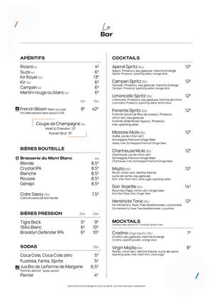 La Table de l'Arpette - Menu - H25/26