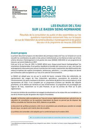 Synthèse des enjeux du bassin