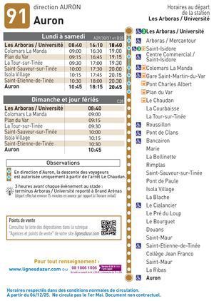 Horaire Ligne 91