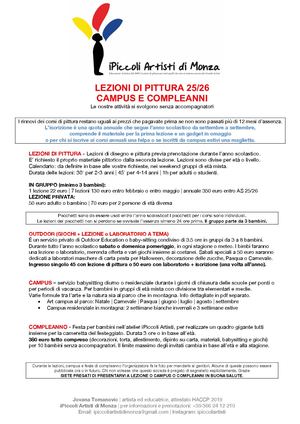 Lezioni di pittura e regolamento