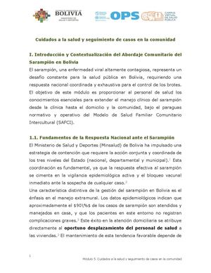 Sarampión Cuidados Y Seguimiento Comunitario Bolivia