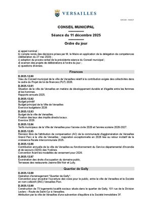 Ordre du Jour • Conseil municipal 25 septembre 2025