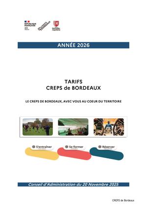 Tarif 2026 - CREPS Bordeaux