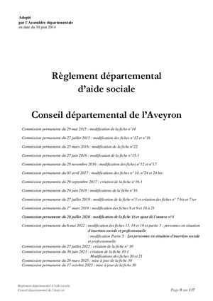 Reglement Departemental d'Aide Sociale