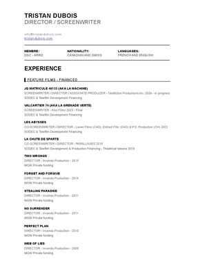 EV Tristan Dubois CV 2025