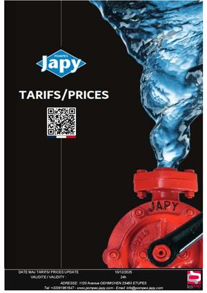 Pompes Japy Tarifs pdf