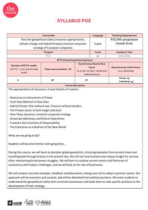 The Geopolitical Stakes PGE 25 26