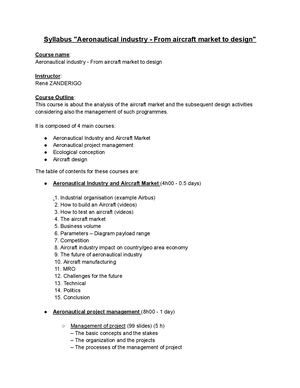 Aeronautical Industry From Aircraft Market To Design PGE 25 26