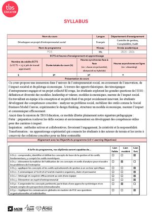 Developper Un Projet D'entrepreneuriat Social PGE 25 26