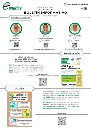 Boletín Informativo Csif Educación Tenerife (Diciembre 2025)