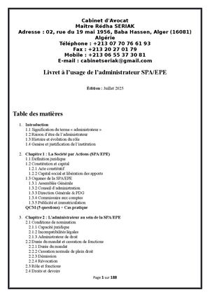 LE CONSEIL D'ADMINISTRATION - EPE/SPA