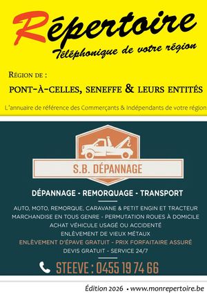 Répertoire Pont à Celles, Seneffe et entités 2026