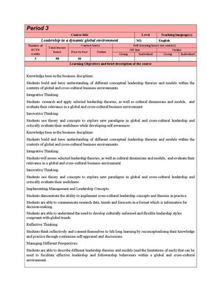Leadership In A Dynamics Global Environment