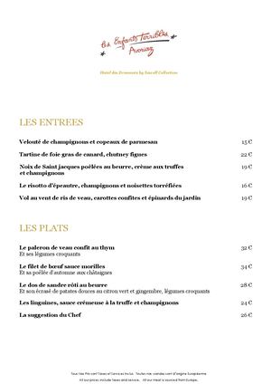 Menu Les Enfants Terribles