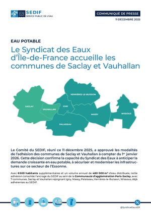 Communiqué de presse | Le Syndicat des Eaux d’Île-de-France accueille les communes de Saclay et Vauhallan