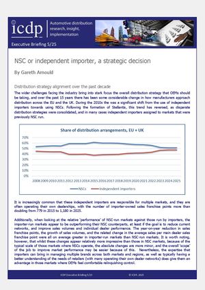 ICDP Executive Briefing 525 NSC or independent importer, a strategic decision