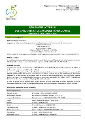 Reglement Interieur Garderies 2023