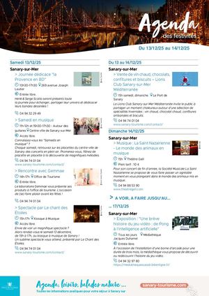 Agenda du week-end 13 & 14 décembre 2025