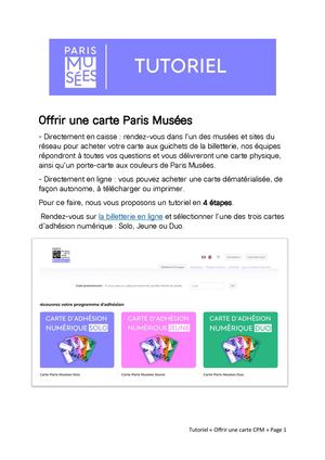 Tutoriel Offrir Une Carte Paris Musées