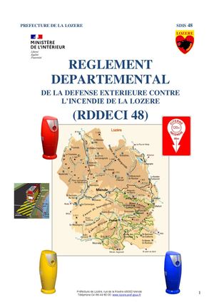 Réglement départemental de la Défense Extérieure Contre l'Incendie (RDDECI 48)