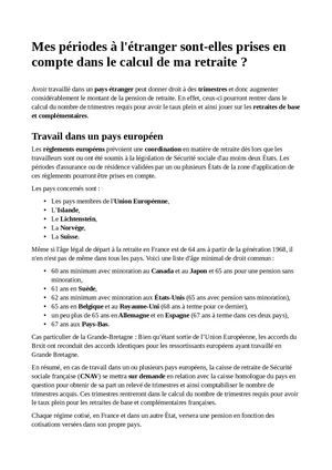 Fiche Retraite à L'étranger