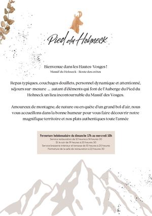 Carte Complète Hôtel Restaurant Hôtel Pied Du Hohneck