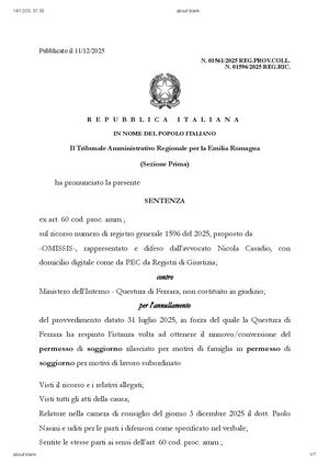 Avv Fabio Loscerbo Nota Sentenza Tar Dicembre 2025 Conversione Permesso E Precedenti Penali Per Stupefancenti