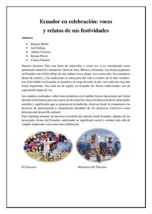 Ecuador En Celebración Reportaje Grupo 7