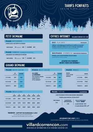 Tarifs ski alpin Hiver 26 - Villard-Corrençon