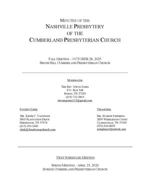 2025 Nashville Presbytery Fall Minutes