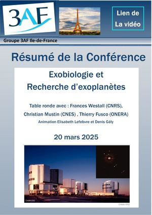 2025 03 Exobiologie et recherche d'exoplanètes, Table ronde Résumé Couverture