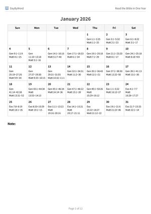 Bible Reading Plan One Year by Daybyword