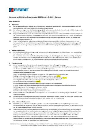 Verkaufs- Und Lieferbedingungen Der ESBE Gmb H, D 85221 Dachau