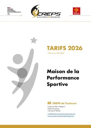 CREPS de Toulouse : Tarifs Haute Performance 2026