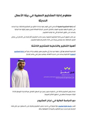 مفهوم إدارة المشاريع الصغيرة في بيئة الأعمال الحديثة