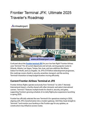 Frontier Terminal JFK: Complete Guide to Frontier Airlines at New York JFK Airport