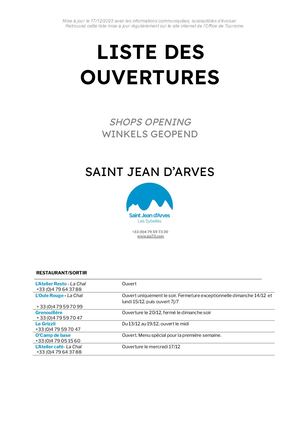 Ouvertures SJA hiver 25-26