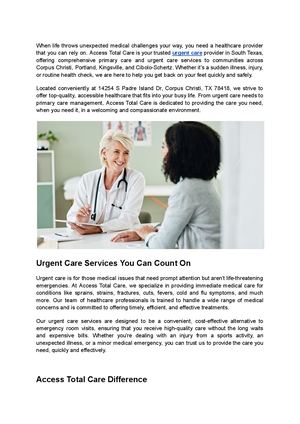 Get the Best Urgent Care in Corpus Christi with Access Total Care
