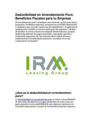 Deducibilidad En Arrendamiento Puro Beneficios Fiscales Para Tu Empresa